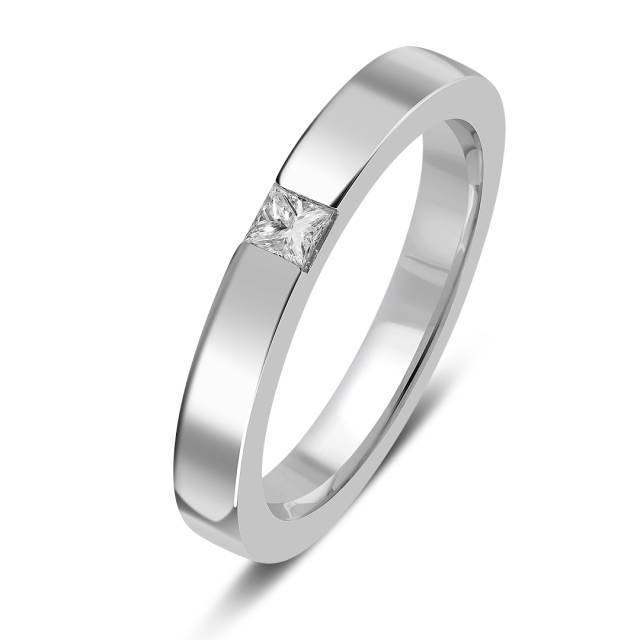 Обручальное кольцо из белого золота с бриллиантом (052438)