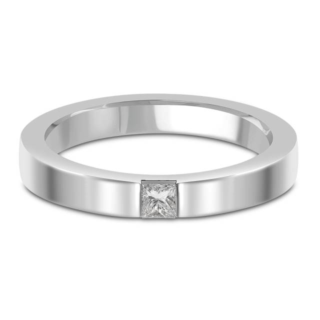 Обручальное кольцо из белого золота с бриллиантом (052438)