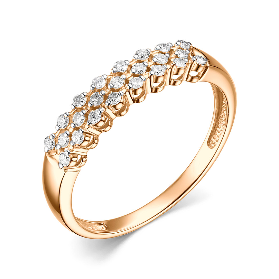 Кольцо из красного золота с бриллиантами (060582)