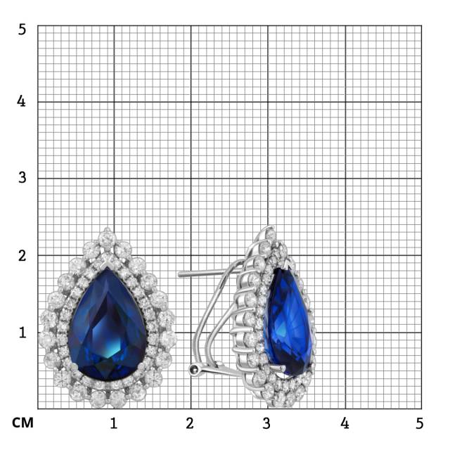 Серьги из белого золота с бриллиантами и сапфирами (047599)