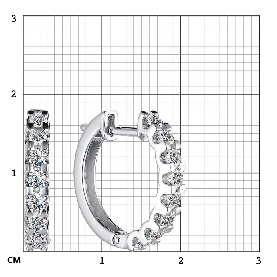 Серьги конго из белого золота с бриллиантами (055189)