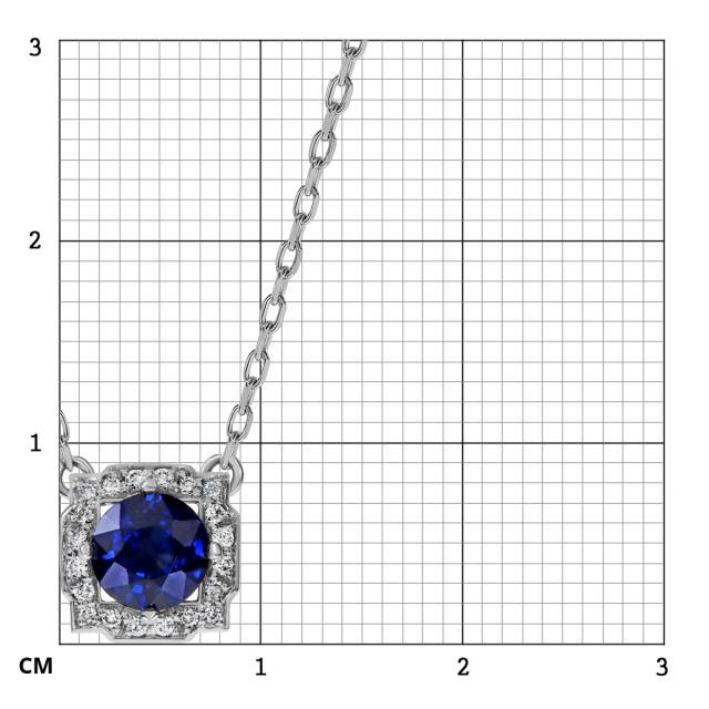 Колье из белого золота с сапфиром и бриллиантами (061634)