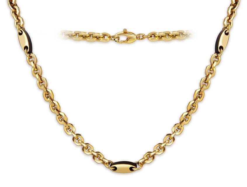 Цепь из жёлтого золота с ониксом (057803)