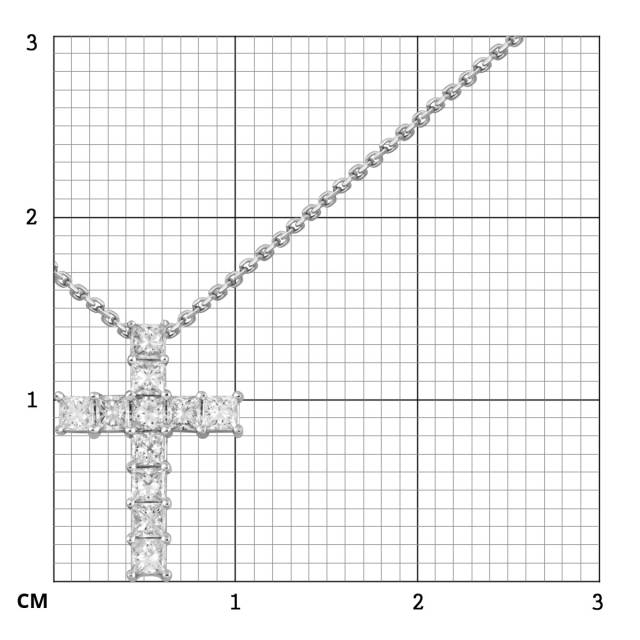 Колье крест из белого золота с бриллиантами (063684)