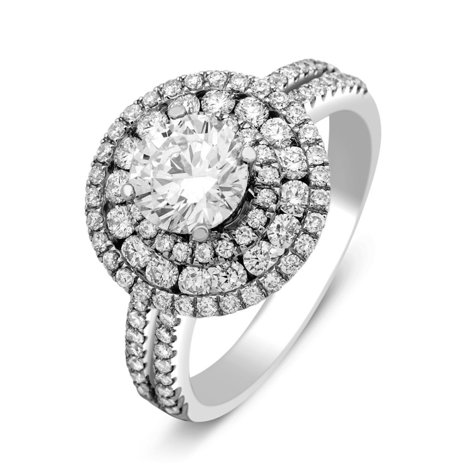 Помолвочное кольцо из белого золота с бриллиантами (007183)