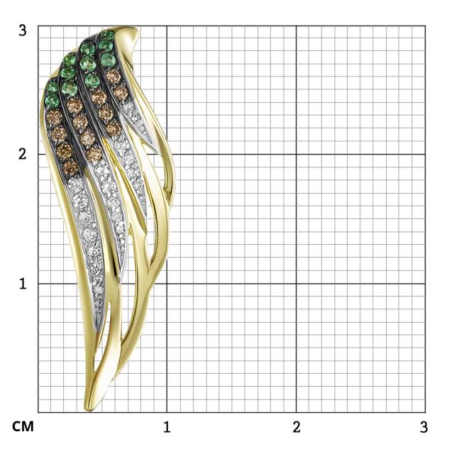 Кулон из жёлтого золота с бриллиантами и изумрудами  (059591)