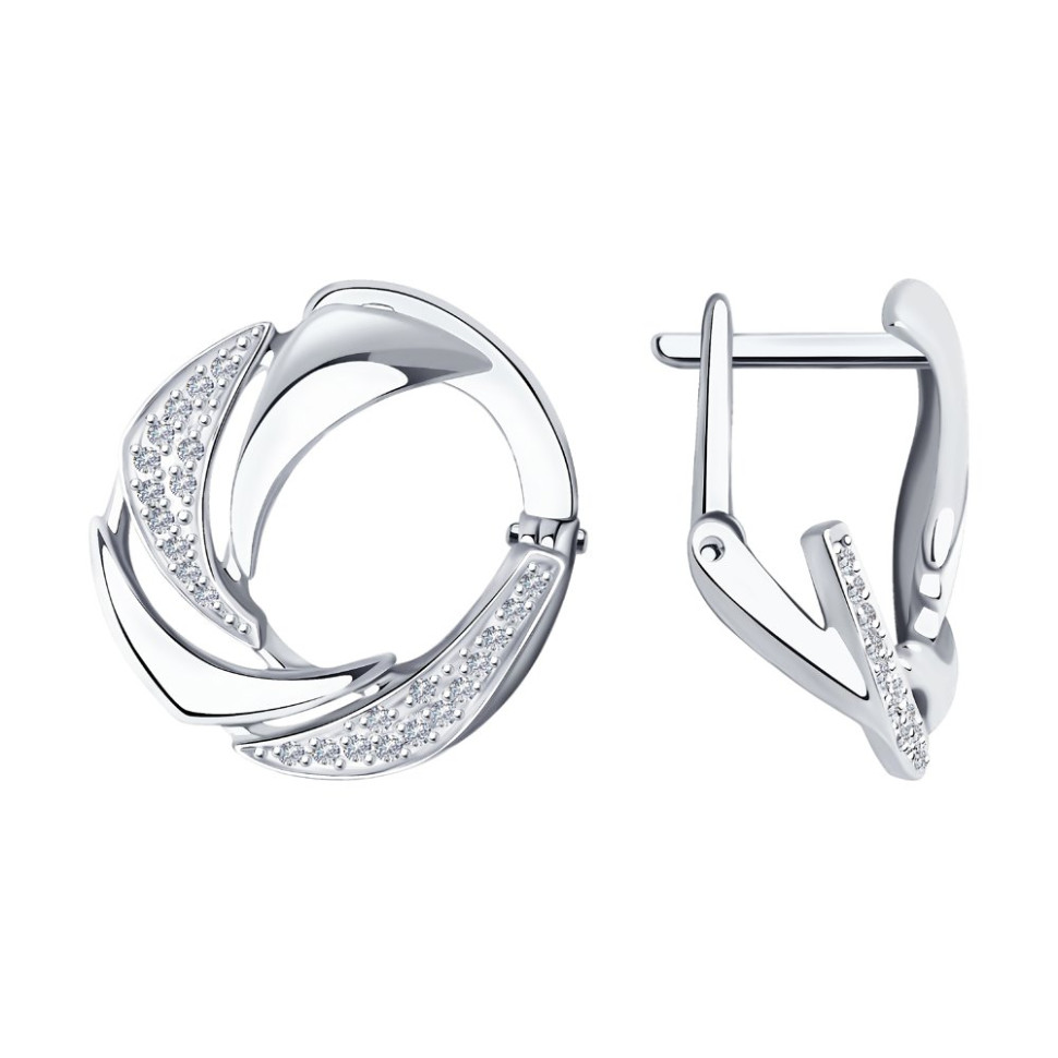Серьги из белого золота с бриллиантами (043925)