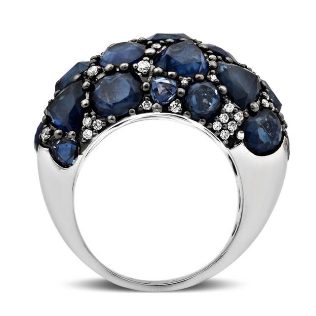 Кольцо из белого золота с бриллиантами и сапфирами (015151)