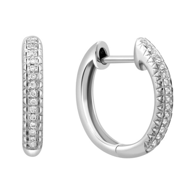 Серьги конго из белого золота с бриллиантами (028850)