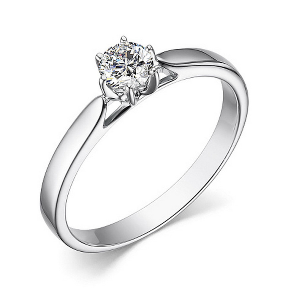 Помолвочное кольцо из белого золота с бриллиантом (053675)