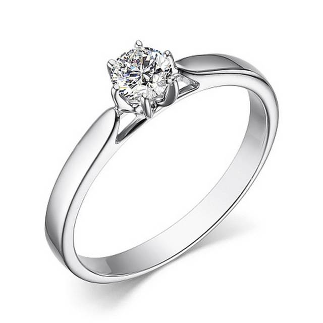 Помолвочное кольцо из белого золота с бриллиантом (053675)