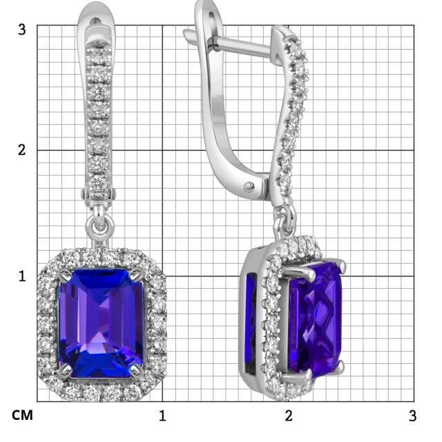 Серьги из белого золота с бриллиантами и танзанитами (059441)