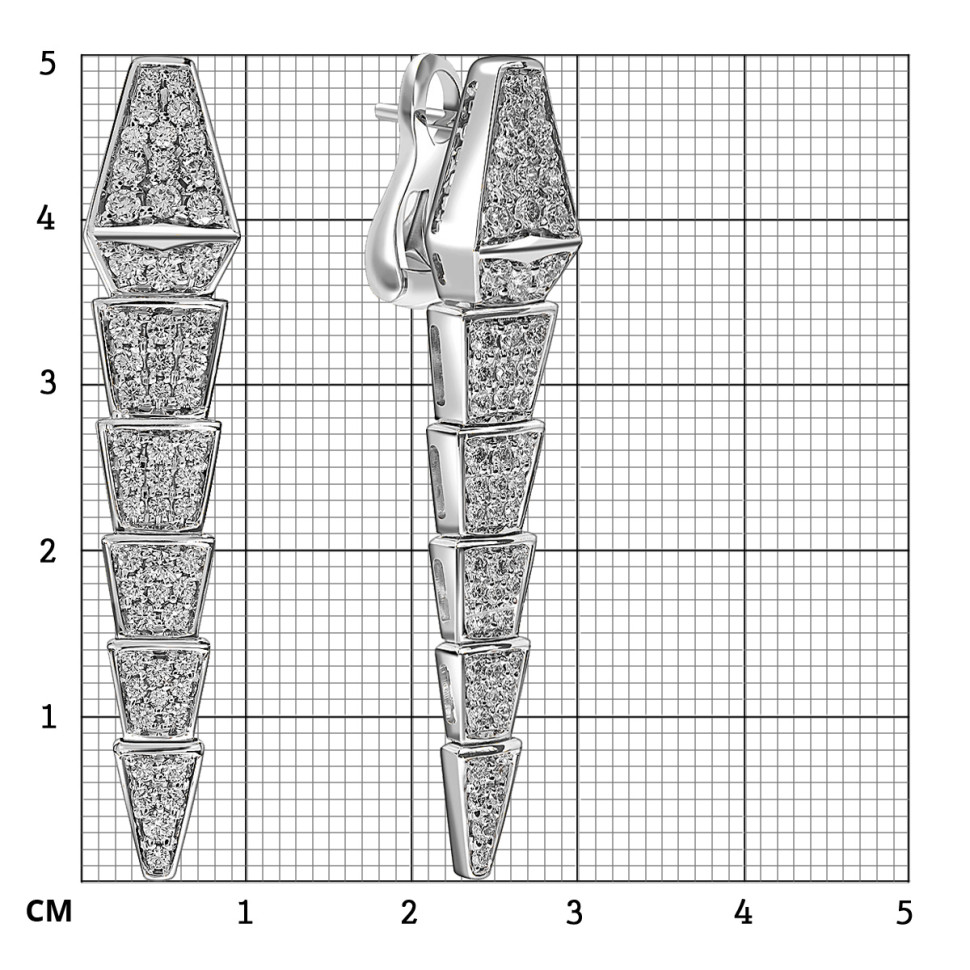 Серьги из белого золота с бриллиантами (053748)