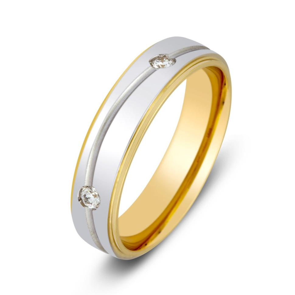 Обручальное кольцо из комбинированного золота с бриллиантами Tiamo (002109)