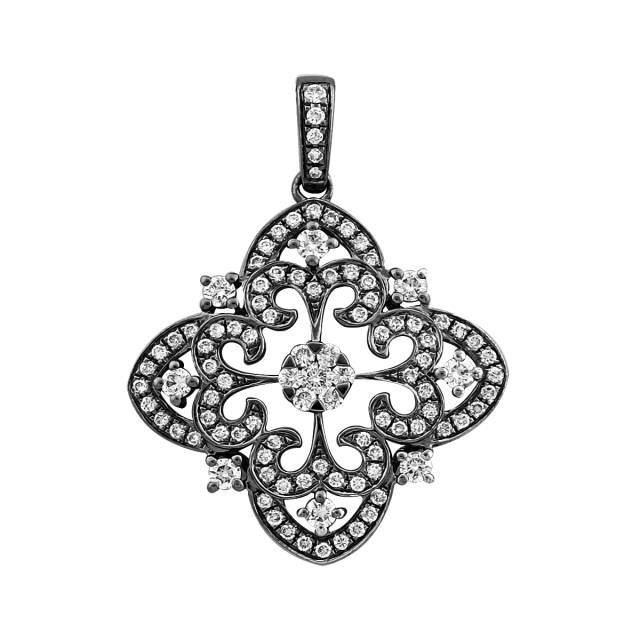 Кулон из чернёного золота с бриллиантами (024329)