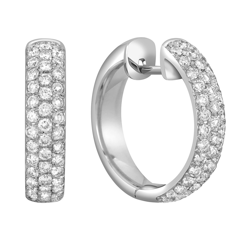 Серьги конго из белого золота с бриллиантами (043696)