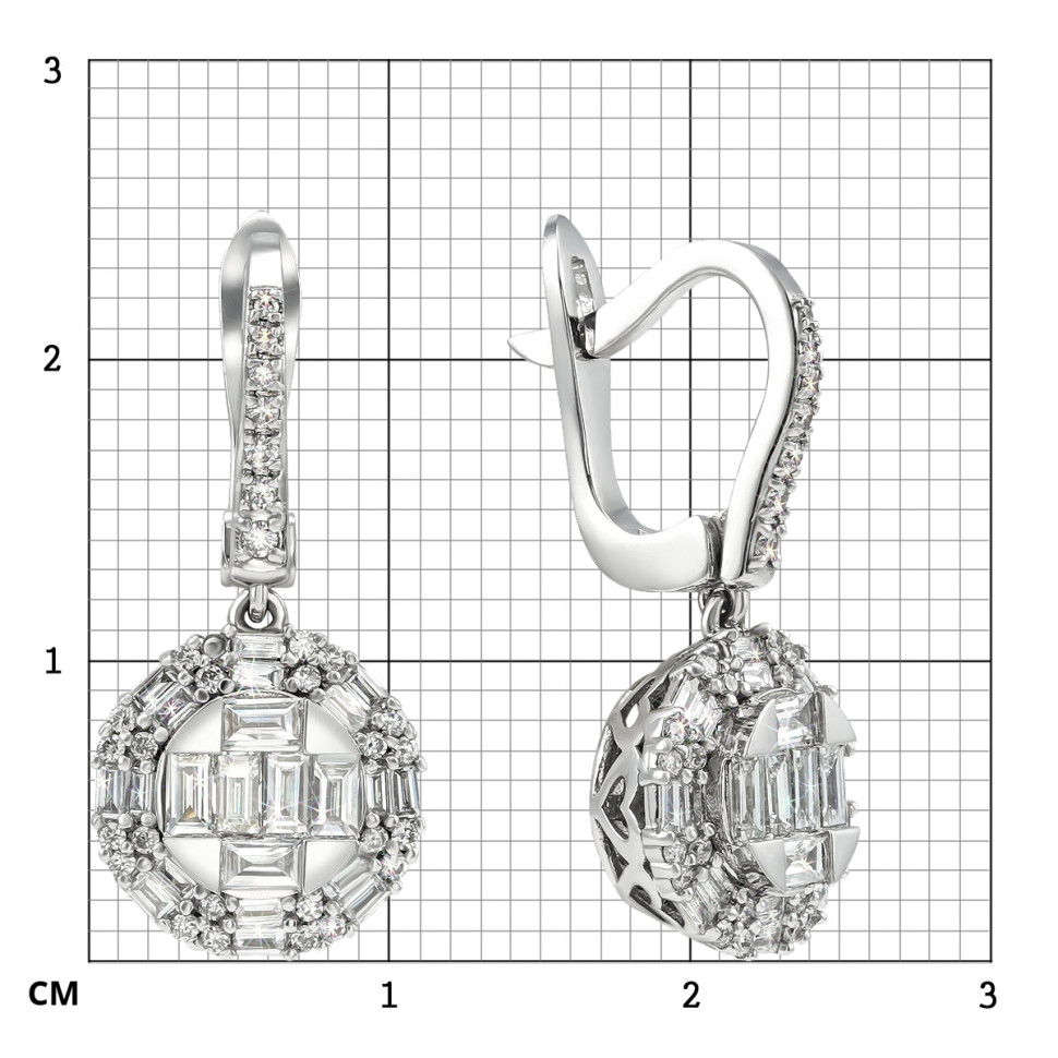 Серьги из белого золота с бриллиантами (052290)