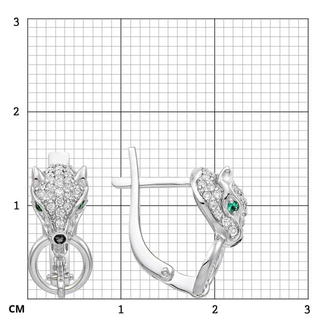 Серьги из белого золота с бриллиантами и изумрудами (059866)