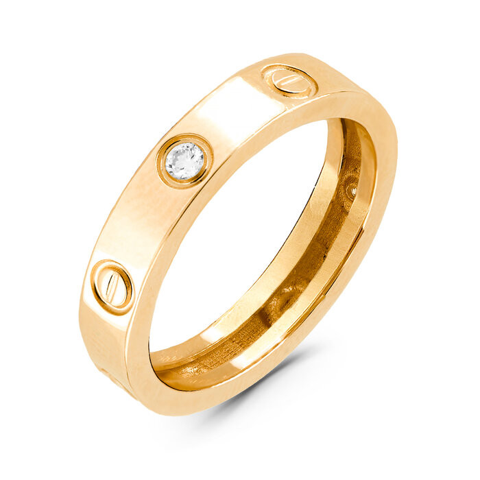 Кольцо из красного золота с бриллиантом (061746)