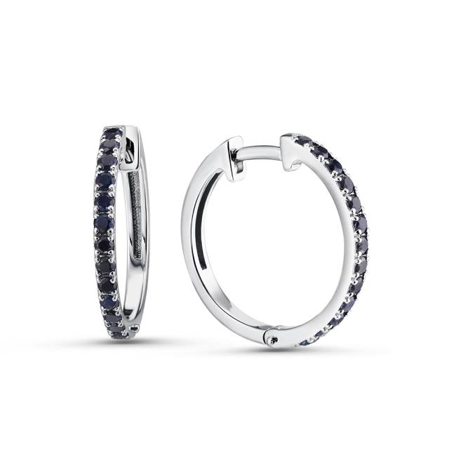 Серьги конго из белого золота с сапфирами (060469)