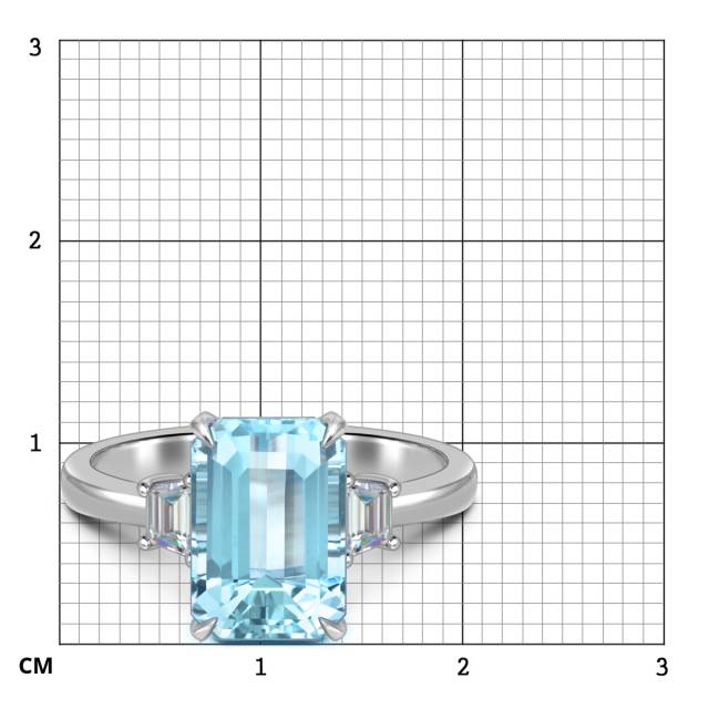 Кольцо из белого золота с бриллиантами и аквамарином (062642)