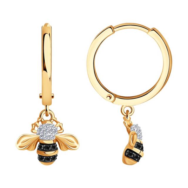 Серьги из красного золота с бриллиантами (048725)