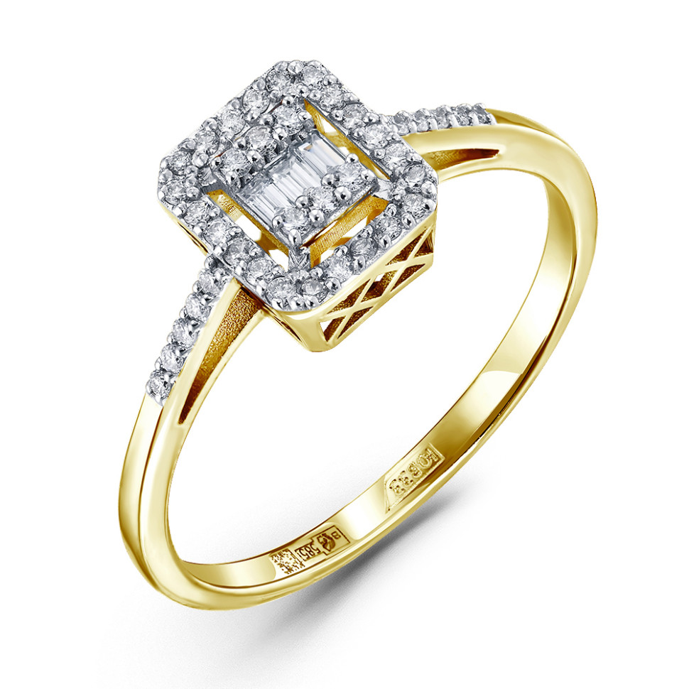 Кольцо из жёлтого золота с бриллиантами  (060897)