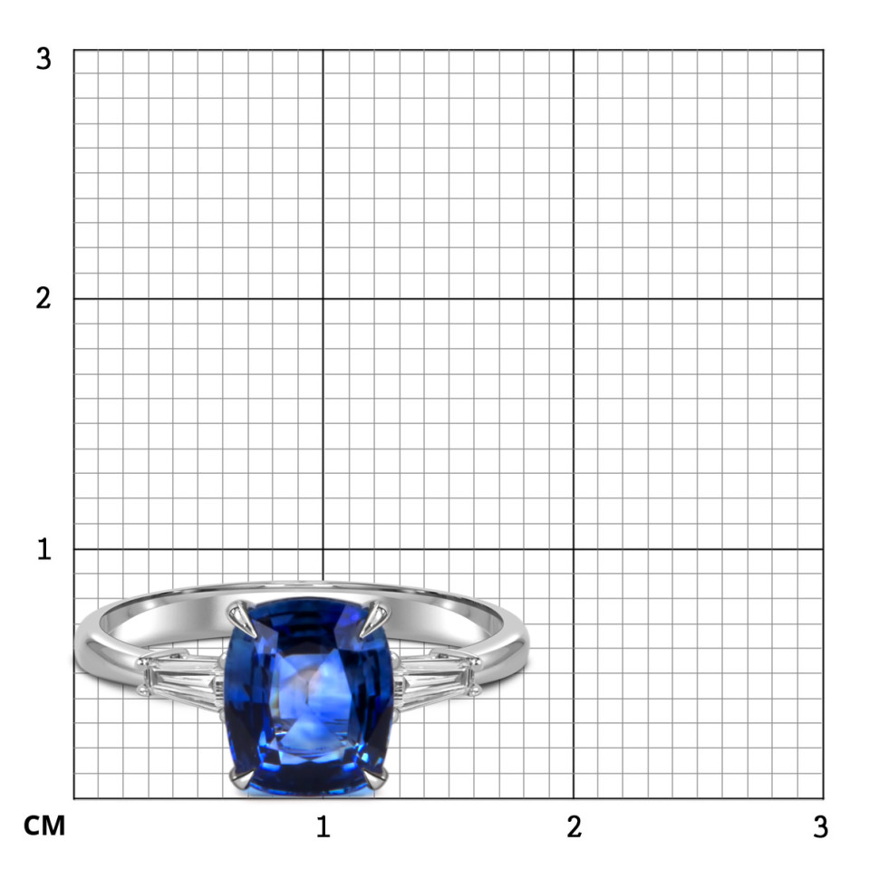 Кольцо из белого золота с бриллиантами и сапфиром (059152)