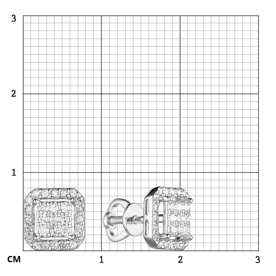 Серьги пусеты из белого золота с бриллиантами (059053)