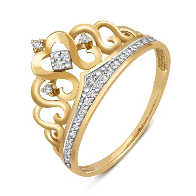 Кольцо из жёлтого золота с бриллиантами "Корона" (038704)