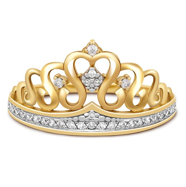 Кольцо из жёлтого золота с бриллиантами "Корона" (038704)