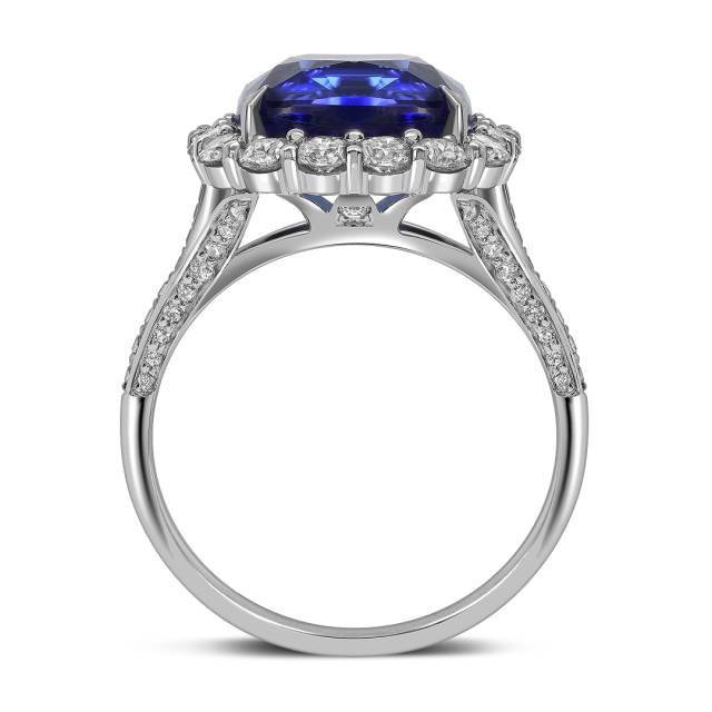 Кольцо из белого золота с бриллиантами и танзанитом (053572)