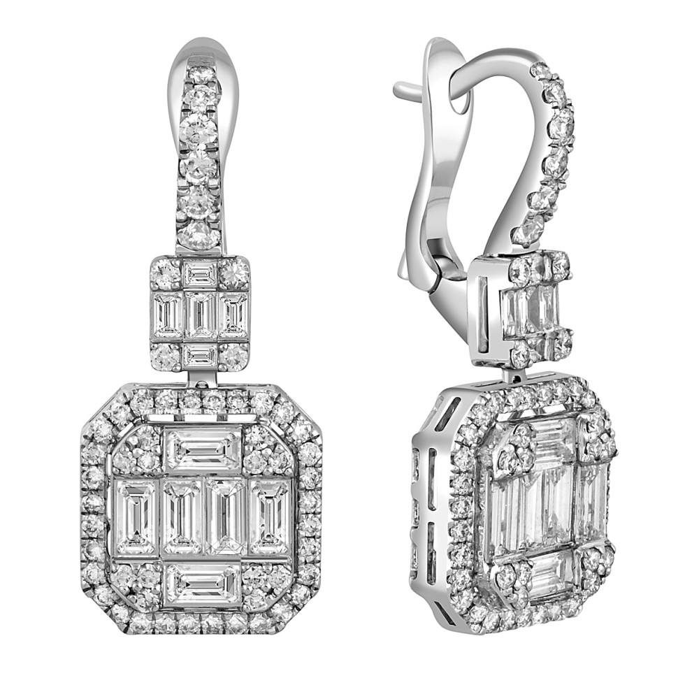 Серьги из белого золота с бриллиантами (052007)