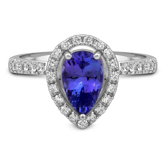 Кольцо из белого золота с бриллиантами и танзанитом (053764)