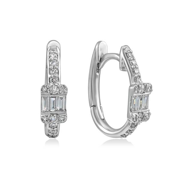 Серьги конго из белого золота с бриллиантами (054654)