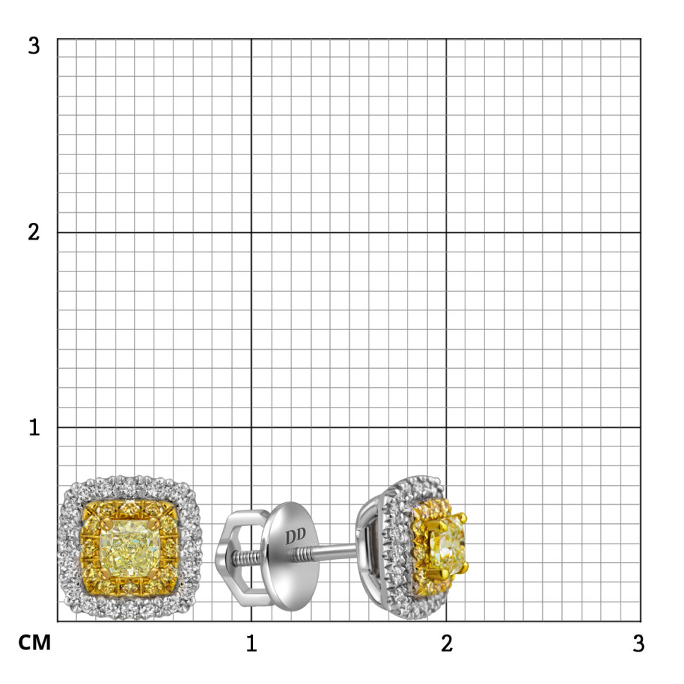 Серьги пусеты из белого золота с бриллиантами (062824)