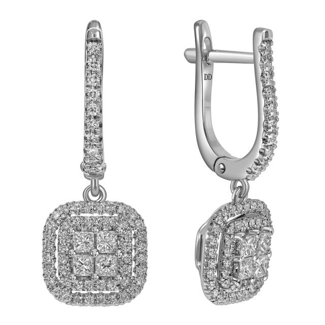 Серьги из белого золота с бриллиантами (061651)