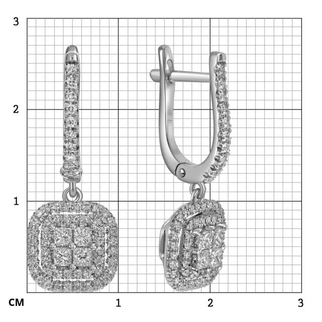 Серьги из белого золота с бриллиантами (061651)