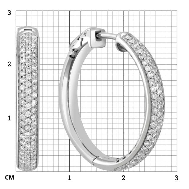 Серьги конго из белого золота с брилллиантами (038521)