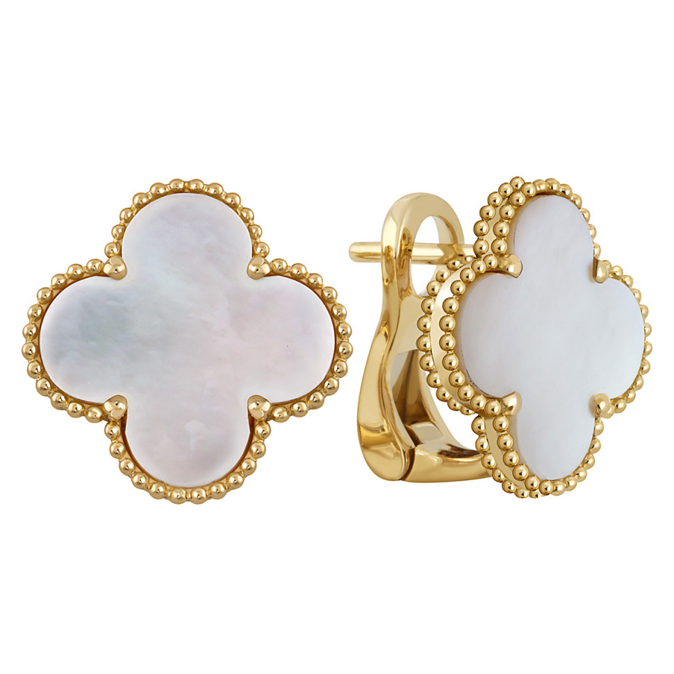 Серьги из жёлтого золота с перламутром (057929)