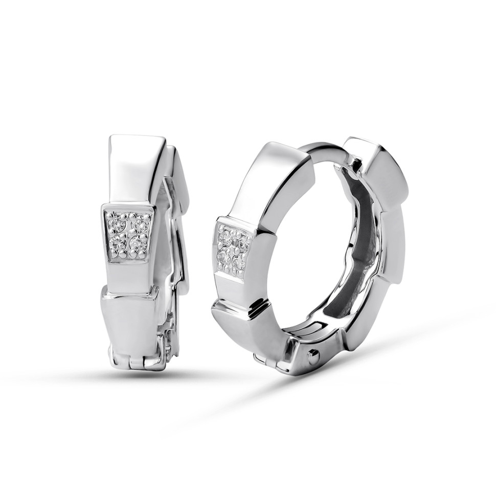 Серьги из белого золота с бриллиантами  (059960)