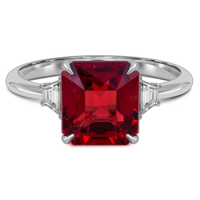 Кольцо из белого золота с бриллиантами и шпинелью (063446)