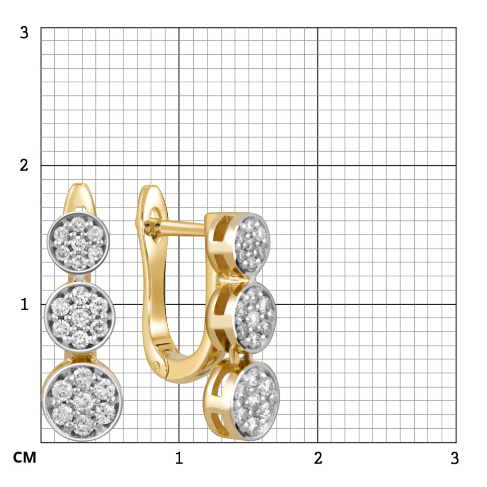 Серьги из жёлтого золота с бриллиантами (052147)