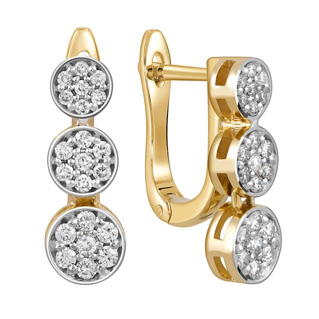 Серьги из жёлтого золота с бриллиантами (052147)