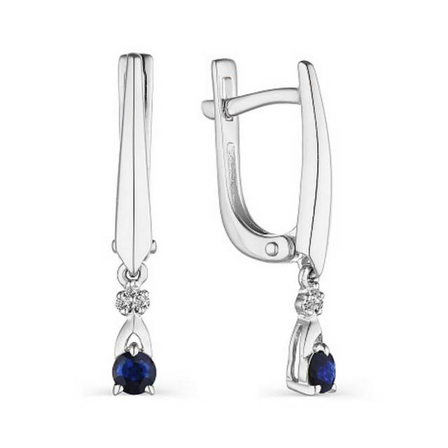 Серьги из белого золота с бриллиантами и сапфирами (046961)