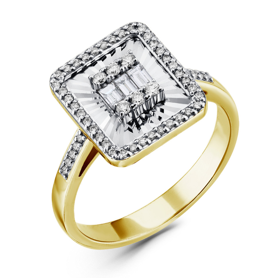 Кольцо из комбинированного золота с бриллиантами (060879)