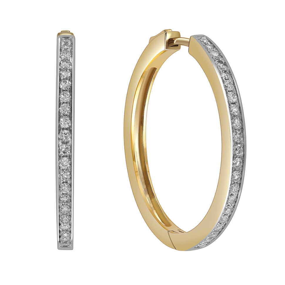 Серьги конго из жёлтого золота с бриллиантами (051694)