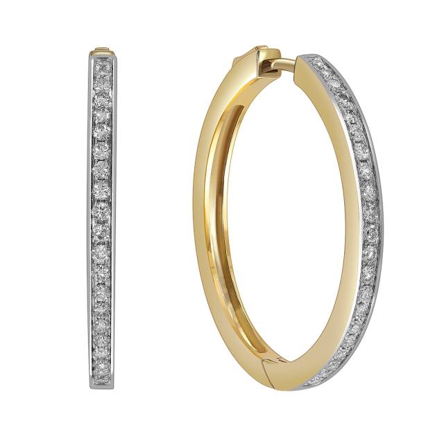 Серьги конго из жёлтого золота с бриллиантами (051694)