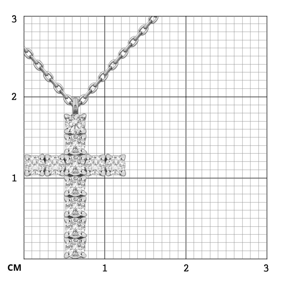 Колье крест из белого золота с бриллиантами (038812)