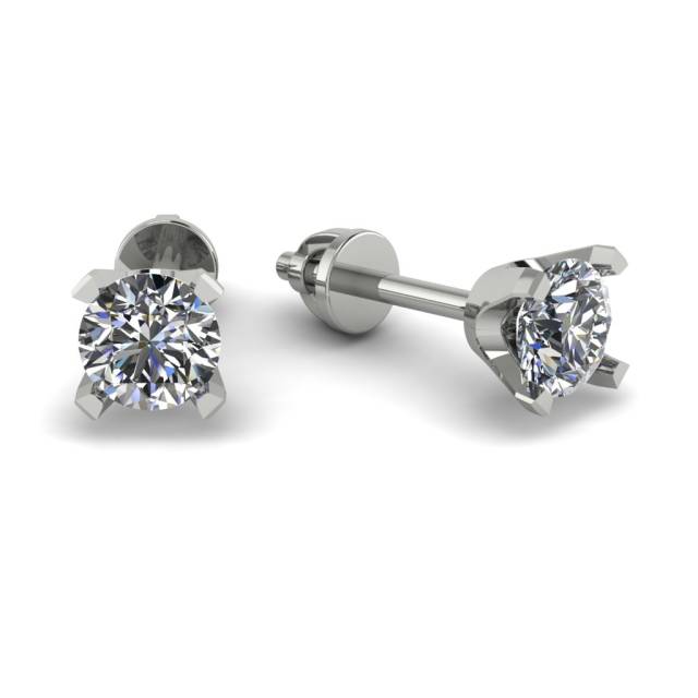 Серьги пусеты из белого золота с бриллиантами (052967)